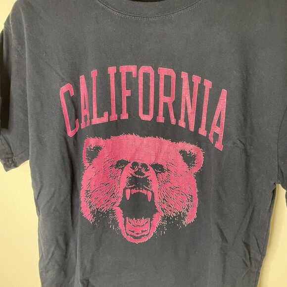 Brandy Melville John Galt California Pink Bear Logo Navy T-Shirt Women Sz S / M - Picture 4 of 7